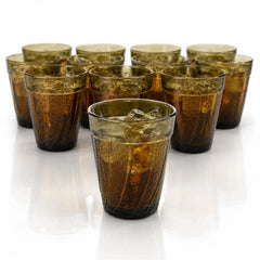 Pahar din Sticlă 12/set, Model Vintage Olive, 8.5cm Transparent Fumurie