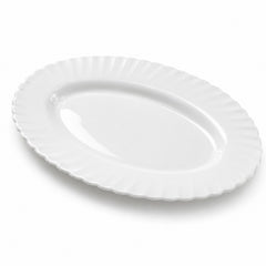 Platou Oval 2/set, din Opal 36cm, Model cu Margine Ondulată