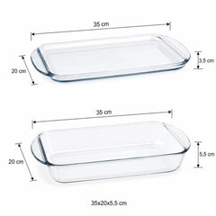 Vase Termorezistente din Sticlă pentru Cuptor, 5+1 Piese, Diferite Dimensiuni, cu Capac și Tăvi pentru Gătit