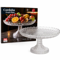 Fructiera din Sticlă cu Picior 30x15x12cm, Model Cristal