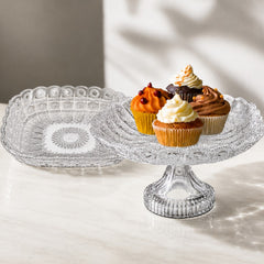 Fructiera din Sticlă 2 în 1, cu Picior și Bol Detașabil, 27.5x17cm Model Cristal