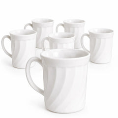 Cană din Arcopal 6/set, Model Spiralat Alb, 9x8cm