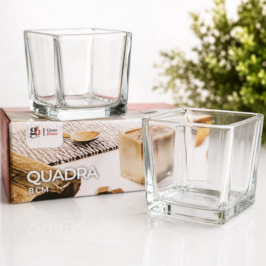 Pahar din Sticlă 6/set, Model Cub Pătrat 8x8cm, Bol Transparent
