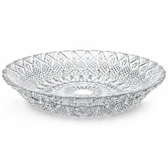 Platou din Sticlă 30cm, Model Cristal Floral Geometric, Transparent