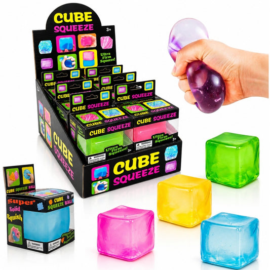 Cub Antistres 12/set, Nee Doh Ice Cube 5x5cm, Jucărie Senzorială Squishy din Gel Elastic, Stretch & Squeeze 