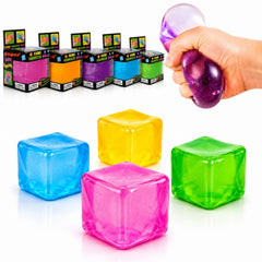 Cub Antistres Nee Doh Ice Cube 5x5cm, Jucărie Senzorială Squishy din Gel Elastic, Stretch & Squeeze 