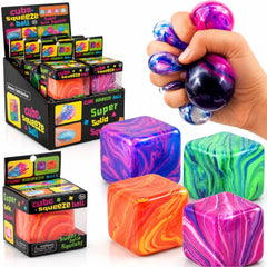 Cub Antistres Squishy 12/set, Cube Squeeze Ball 5x5cm, Gel Elastic Stretch & Squeeze, Diferite Culori