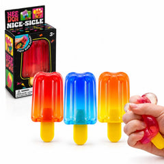 Jucarie Antistres 12/set, Tip Inghetata, 8cm, Squishy din Gel Elastic, Stretch & Squeeze, Diferite Culori 