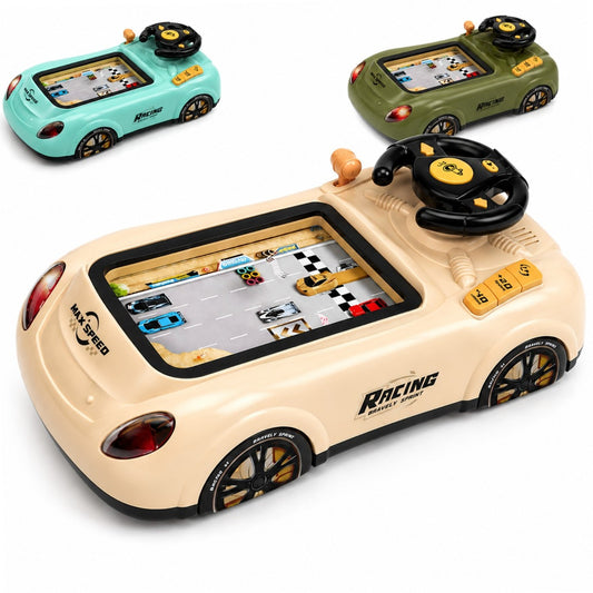 Joc de Curse Auto Racing Adventure 43x23x14cm, cu Volan, Lumini și Sunete, Evitare Obstacole, Diferite Culori