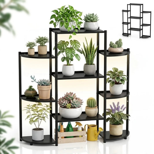 Etajeră Metalică 102×99×42.5cm, Raft pentru Flori cu 7 Polițe 