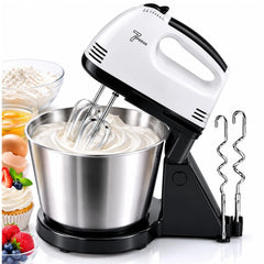 Mixer Electric cu Bol din Inox 4L, 380W, 7 Trepte de Viteză, Accesorii pentru Mixare și Frământare, Suport Stabil 