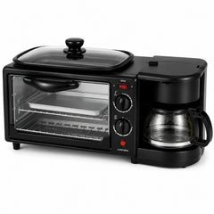 Aparat Multifuncțional 3 în 1 pentru Mic Dejun, 46.7x 28x21cm, Cuptor Electric 9L, Cafetieră 500ml și Plită Superioară, 2800W, SC-206 