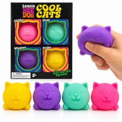 Jucărie Squishy Pisica 4/Set, Model Cool Cats 5cm, Slow Rising, Antistres, Moale și Elastică, Diferite Culori 