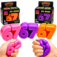 Jucarie Squishy Six Seven, Model Cifre 67, Slow Rising, 7x4.5cm, Antistres, Super Moale și Elastică, Diferite Culori;
