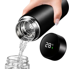 Termos Inteligent 500ml cu Afișaj LED al Temperaturii, 22.5×6.5cm, Oțel Inoxidabil, Filtru pentru Ceai și Capac Etanș 