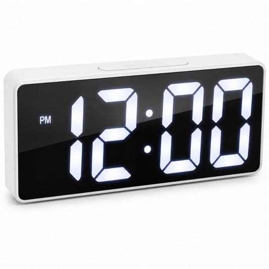 Ceas Digital LED 15×6.5cm, Afișaj Oglinda cu Cifre Mari, Alarmă cu Funcție Amanare, Alimentare prin USB sau Baterii 
