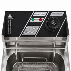 Friteuză Electrică Profesională din Inox, 45×29×26cm, 3.5kg, Termostat Reglabil, Coș din Oțel Inoxidabil cu Capac Inclus, 2500W 