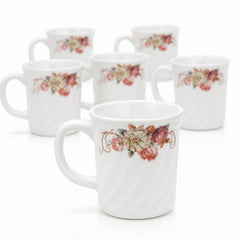 Cană din Opal 6/set, 9x8cm, Model Floral