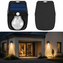 Lampă Solară LED 15.5x11.5cm, cu Senzor de Mișcare, Lumină Caldă, Rezistentă la Apă