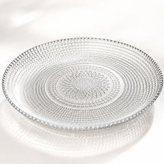 Platou din Sticlă 6/set, Transparent 27cm, Model Floral