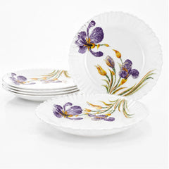 Farfurie Adanca 6/set, din Opal 21.5x3.5cm, Model Floral Transparent