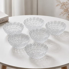 Bol din Sticlă 6/set, Model Cristal 12.5x5.5cm Transparent