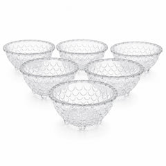 Bol din Sticla 6/set, Model Solzi cu Piciorușe, 11.5x5cm Transparent