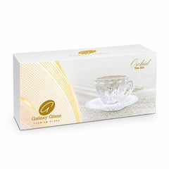 Cana 7x9cm cu Farfurioara 14.5cm, din Sticla 6/set, Model Cristal
