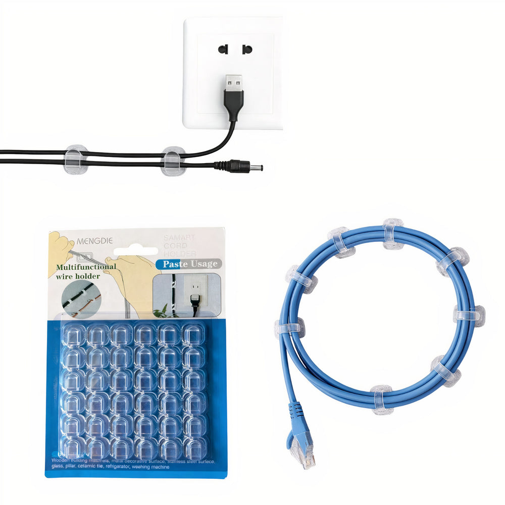Cleme Adezive 36/set Transparente pentru Cabluri Engros
