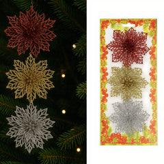 Ornamente pentru Brad 3/set de Craciun, 8cm cu Sclipici Diferite Culori Engros