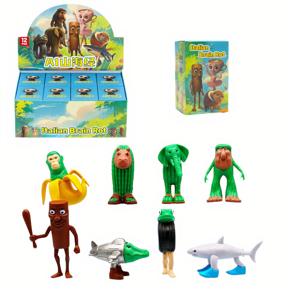 Figurine Surprise Box 12/set Italian Brain Rot, 7cm Tung Tung Sahur Diferite Modele Engros