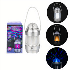 Lampa LED 19x9cm Felinar Portabil Multifunctional 3in1, Lumina Alba Glob Disco si Lumina Alb Cald Efect Flacara Engros