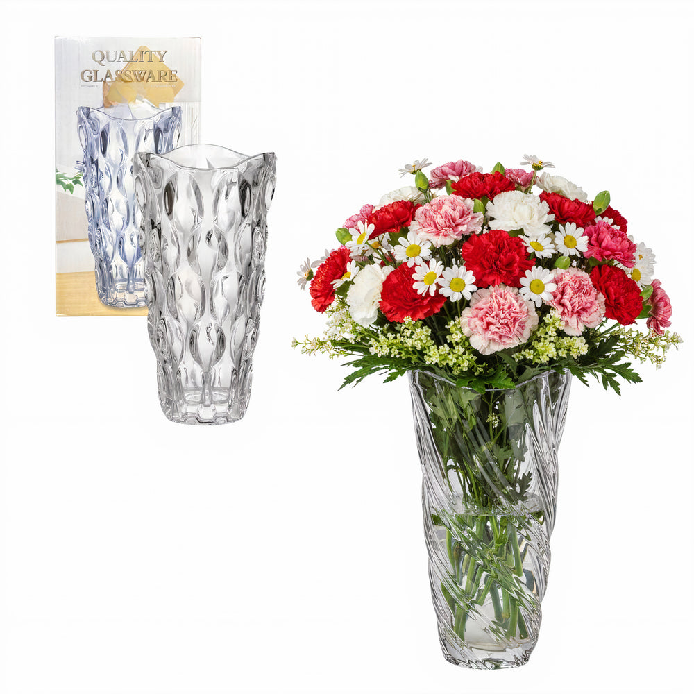 Vaza pentru Flori 24x13cm din Sticla Groasa, Transparenta Diferite Modele Engros