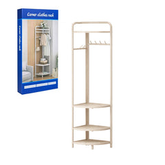 Cuier de Colț pentru Haine 165×42cm, cu Rafturi și Bară pentru Umerașe Structură Metalică Engros