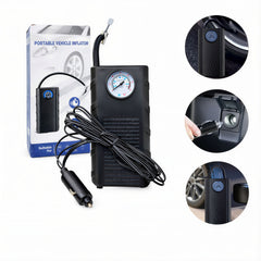 Compresor Auto 18x9cm, Portabil 12V Inflator Anvelope cu Manometru Analog Engros