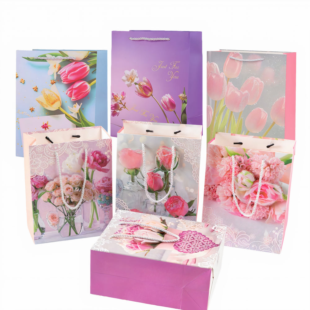 Pungi de Cadou 12/set Model Floral 37x27cm, Diferite Modele Engros