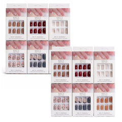 Unghii False 12/set, Aplicare Rapidă cu Bandă Adezivă, Diferite Modele