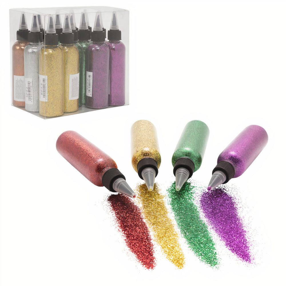 Sclipici Pudra 12/set Ambalat în Sticluțe din Plastic, cu Vârf Dozator 14cm Diferite Culori Engros