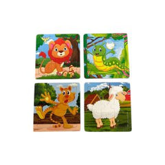 Puzzle din Lemn, pentru Copii, 14x14cm, Diferite Animalute Engros