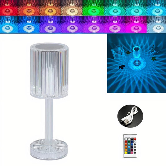 Lampa Transparenta 24cm cu LED, Model Cristal cu Acumulator, Incarcare USB si Telecomanda Engros