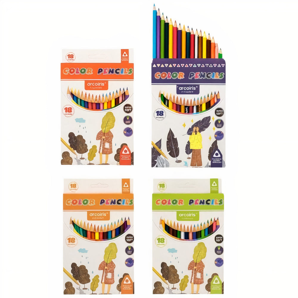 Creioane Colorate 17cm Clasice 18 Culori, din Lemn 10/set Diferite Culori Engros