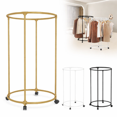 Stand Rotativ 130x75cm din Metal pentru Haine, pe Roți pentru Organizare, Diferite Culori