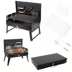 Gratar Portabil 47x44x27cm Model Servieta, cu Accesorii 3 Inaltimi Reglabile Engros