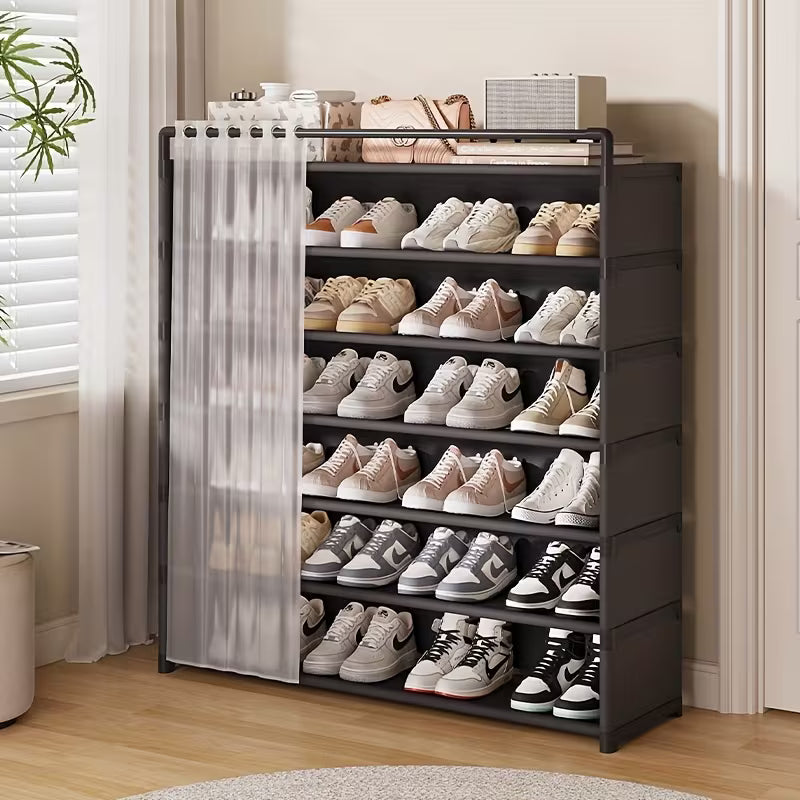 Dulap Organizator pentru Pantofi 105×68×28cm, Pantofar cu 7 Niveluri, cu Husă Antipraf și Structură Metalică, Diferite Culori&nbsp;