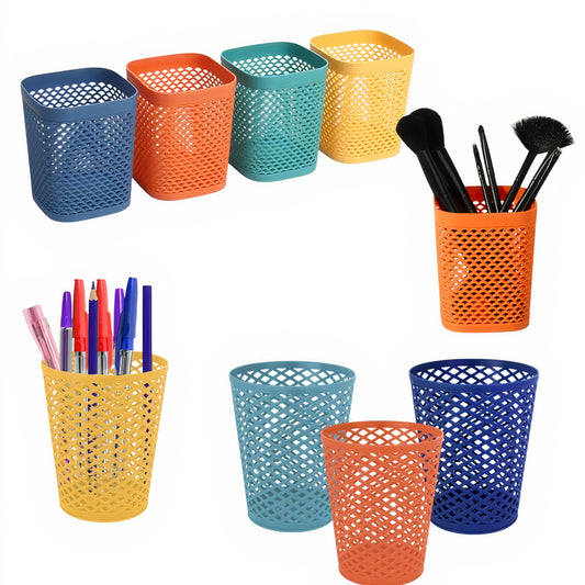 Suport Birou din Plastic 12x10cm Model Perforat, Diferite Culori pentru Accesorii Engros