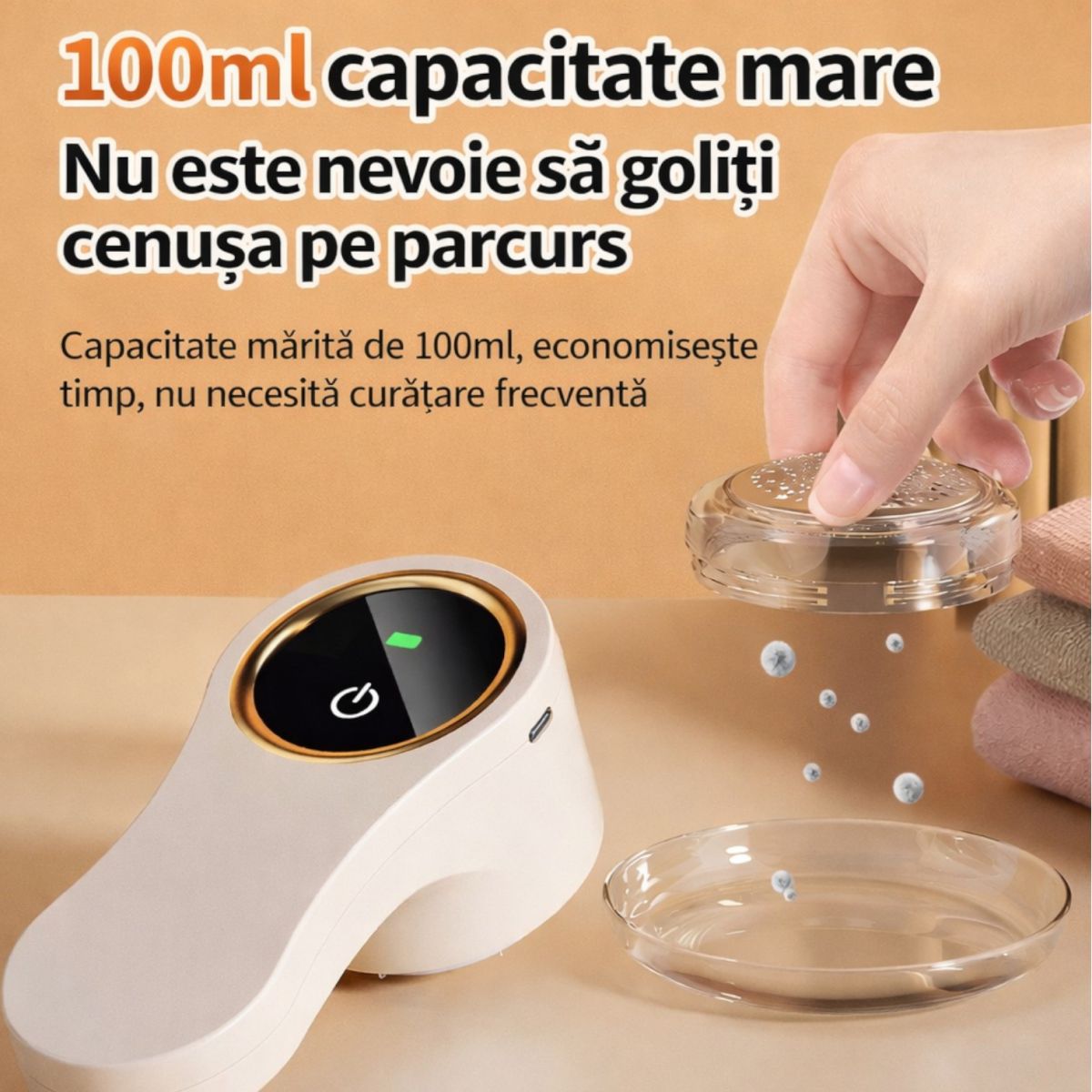 Aparat de Curățat Scame 14cm cu Afișaj Digital LED, Lame din Oțel Inoxidabil, Portabil, Diferite Culori, Reîncărcabil USB