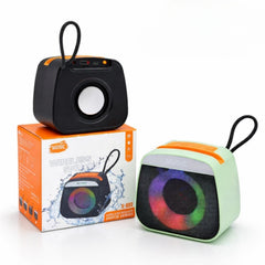 Boxă Portabilă Bluetooth cu LED RGB Multicolor si Suport Telefon 10.5x11cm, cu Agățătoare Diferite Culori