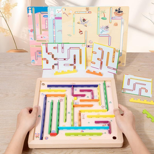 Joc Labirint Magnetic Multifunctional, cu 4 Desene pentru Copii, 29,5x29,5cm