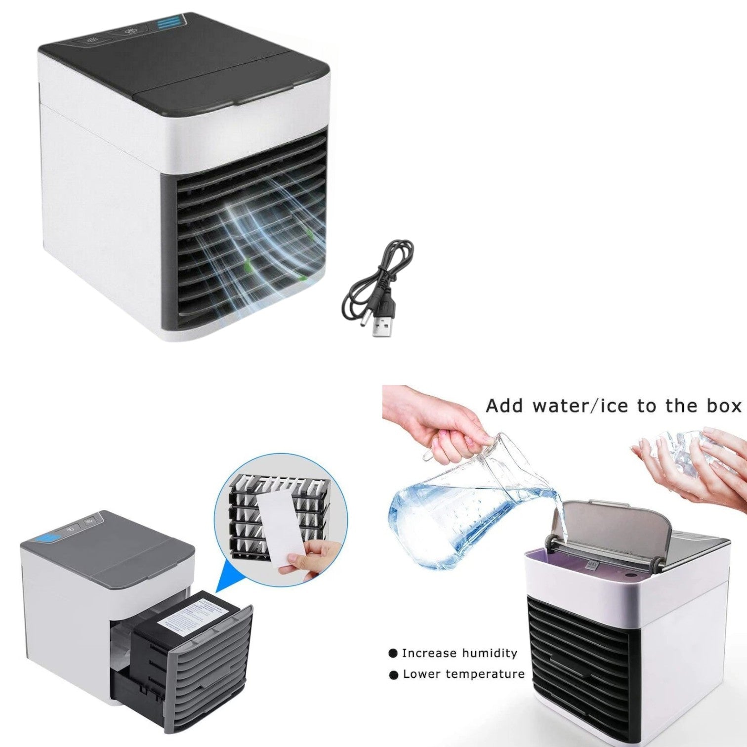 Mini Aer Conditionat Portabil 15x14cm Racire Apa, Incarcare USB