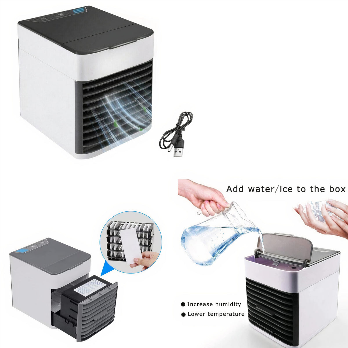 Mini Aer Conditionat Portabil 15x14cm Racire Apa, Incarcare USB Engros